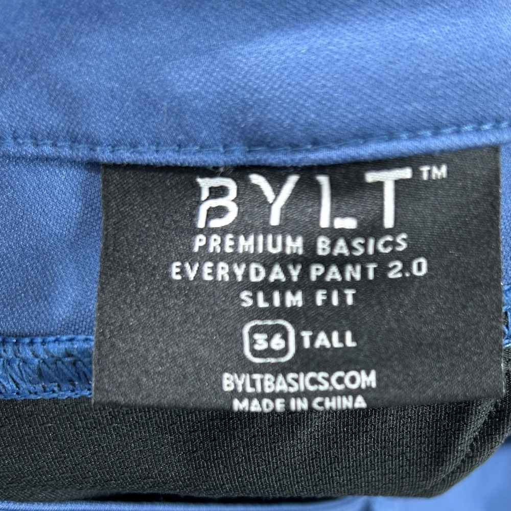 BYLT Everyday Pant 2.0 Mens 34x32 Blue Slim Performance‎ Tech Stretch Tapered - Picture 4 of 11
